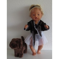 balletpakje bruin bloemen met vestje baby born 43cm