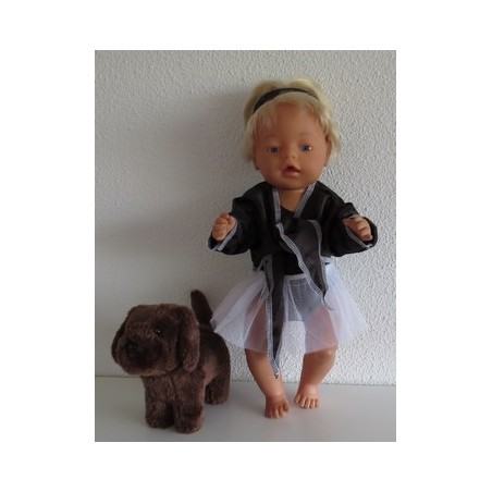 balletpakje bruin bloemen met vestje baby born 43cm