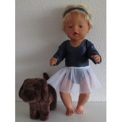 balletpakje donker blauw bloemen baby born 43cm