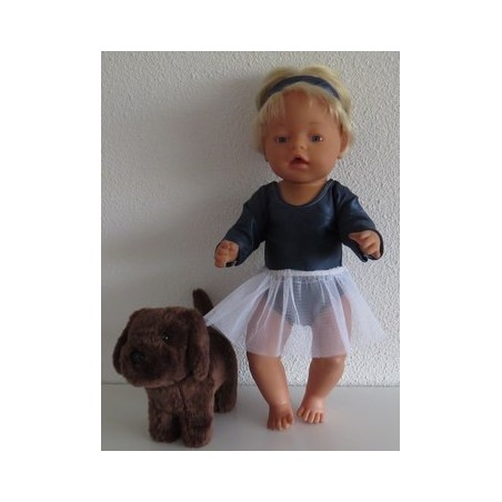 balletpakje donker blauw bloemen baby born 43cm
