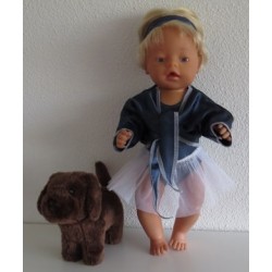 balletpakje donker blauw bloemen met vestje baby born 43cm