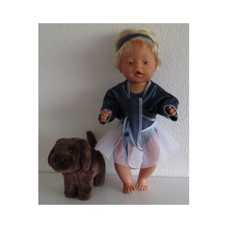 balletpakje donker blauw bloemen met vestje baby born 43cm