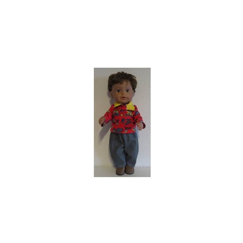poloshirt setje rood bouwwagens baby born 43cm