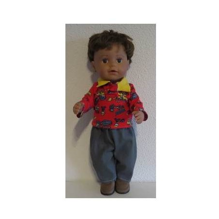 poloshirt setje rood bouwwagens baby born 43cm