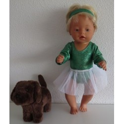 balletpakje groen slangen print baby born 43cm