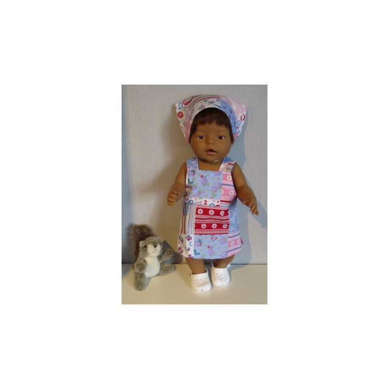 tuinrok lila geblokt baby born 43cm