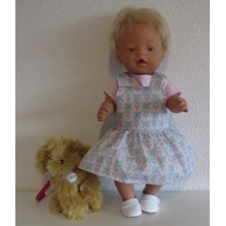 tuinrok groen met hartjes roze baby born 43cm