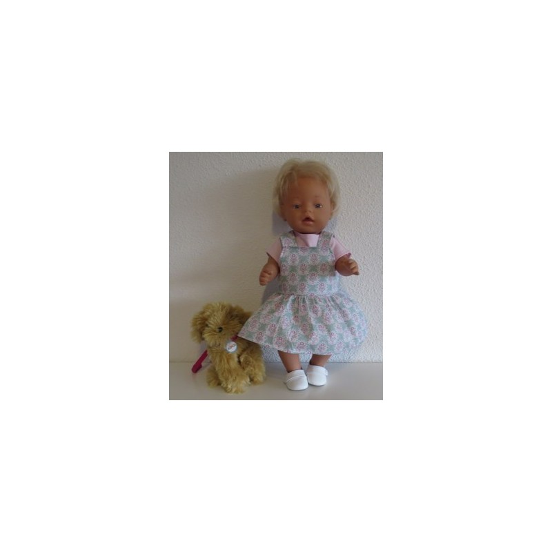tuinrok groen met hartjes roze baby born 43cm