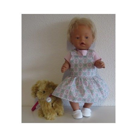 tuinrok groen met hartjes roze baby born 43cm