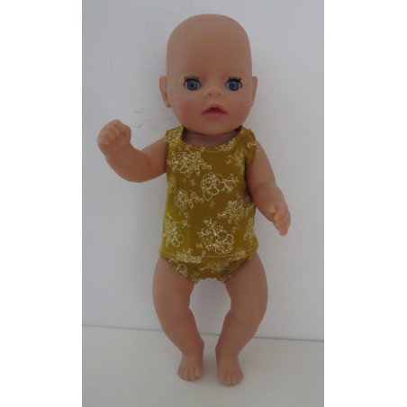 ondergoed  oker geel bloemen baby born little 36cm