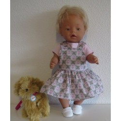 tuinrok donker groen met hartjes roze baby born 43cm