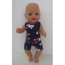 ondergoed blauw verkeer  baby born little 36cm