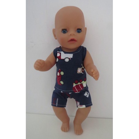 ondergoed blauw verkeer  baby born little 36cm