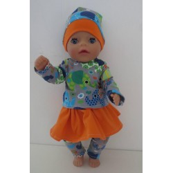 rok setje grijs olifanten baby born little 36cm