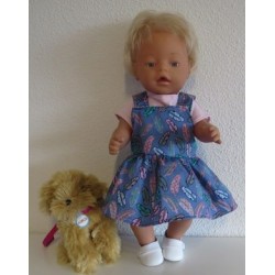 tuinrok blauw veren baby born 43cm
