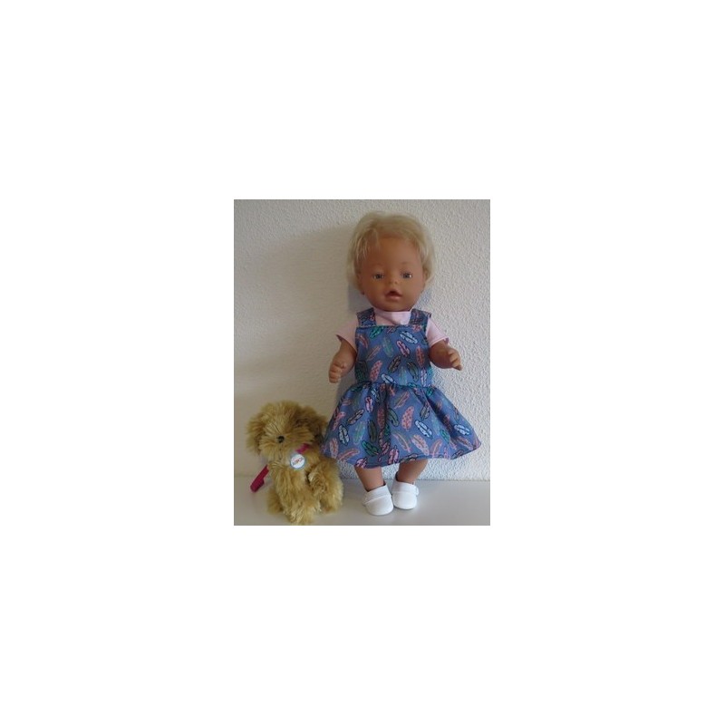 tuinrok blauw veren baby born 43cm