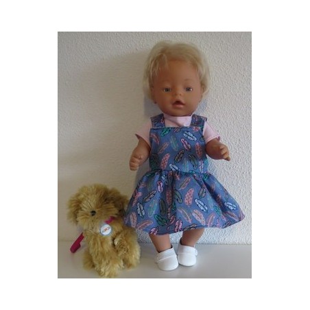 tuinrok blauw veren baby born 43cm