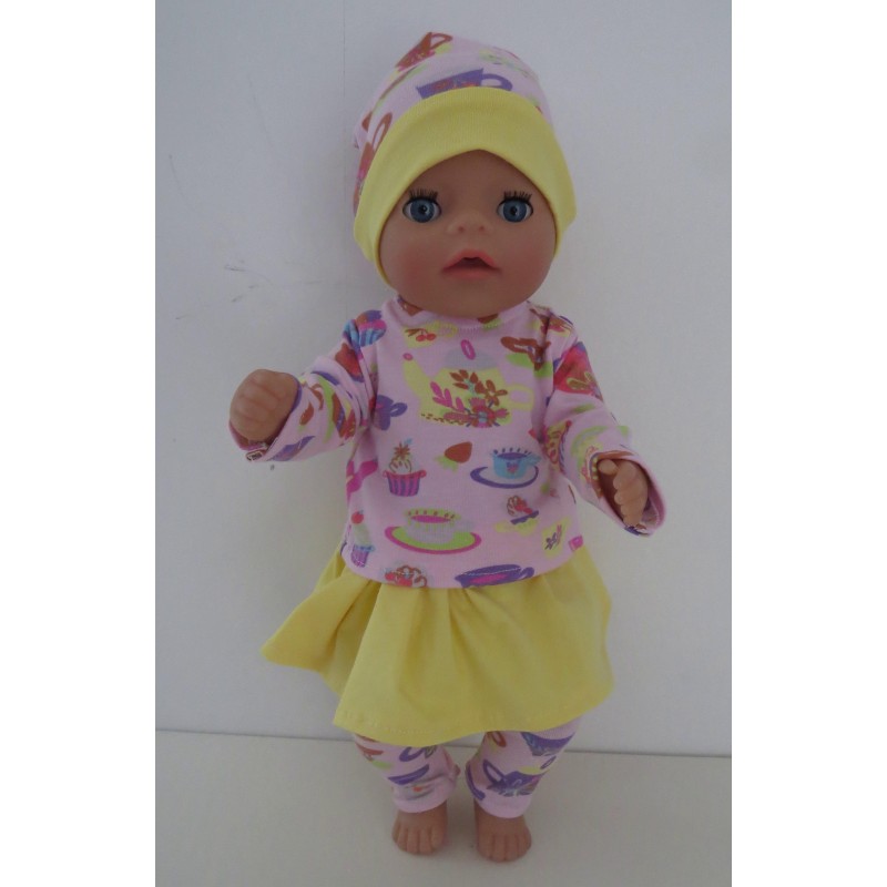 rok setje roze thee baby born little 36cm