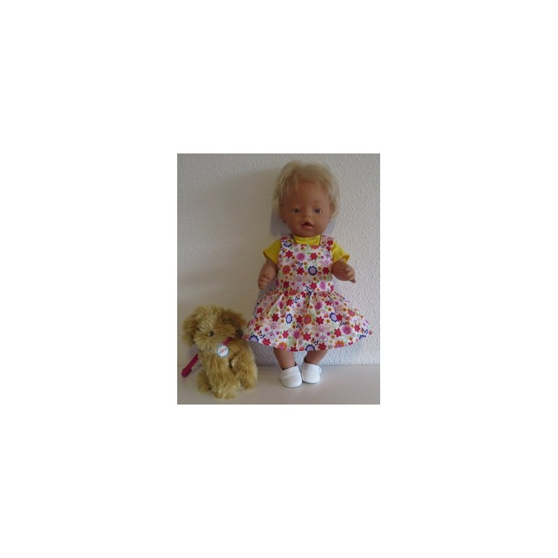 tuinrok met oranje bloemen baby born 43cm