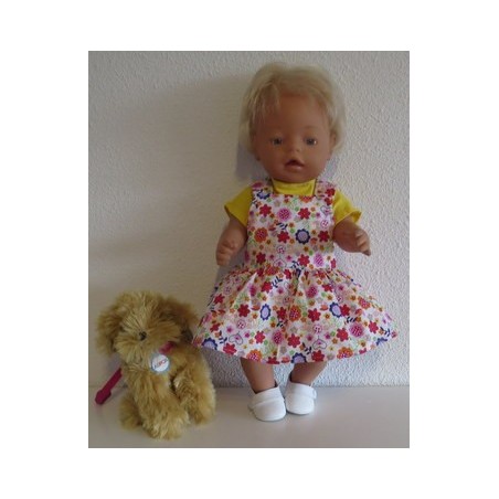 tuinrok met oranje bloemen baby born 43cm