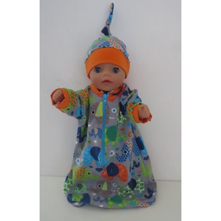 slaapzak mouwen grijs olifanten baby born little 36cm