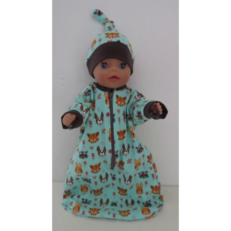 slaapzak mouwen mint dieren baby born little 36cm