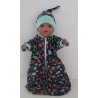 slaapzak mouwen blauw bloemen baby born little 36cm