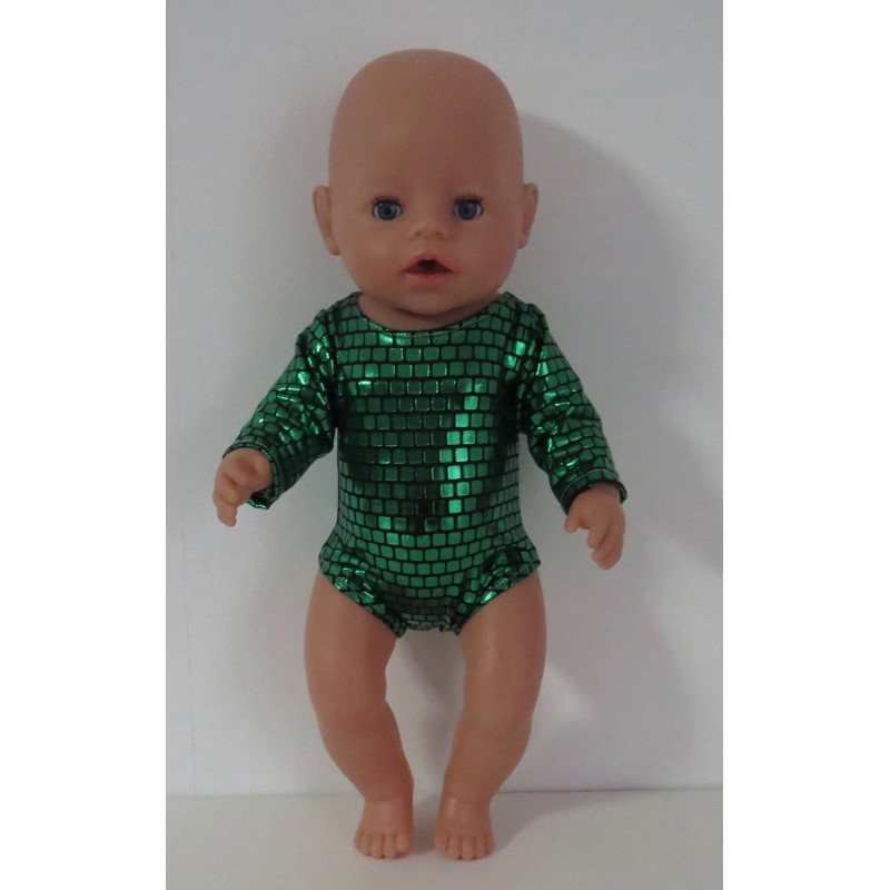 turnpakje groen geblokt baby born 43cm