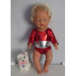 turnpakje rood met zilver baby born 43cm