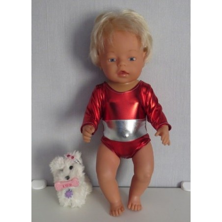 turnpakje rood met zilver baby born 43cm