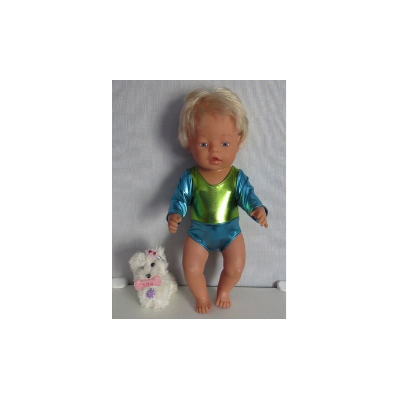 turnpakje blauw groen baby born 43cm