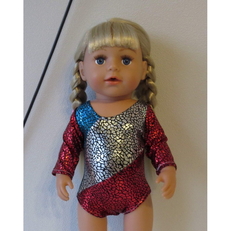 turnpakje rood zilver en blauw baby born 43cm