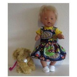 tuinrok blauw boerderij  baby born 43cm
