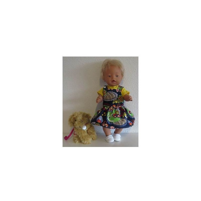 tuinrok blauw boerderij  baby born 43cm