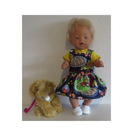 tuinrok blauw boerderij  baby born 43cm