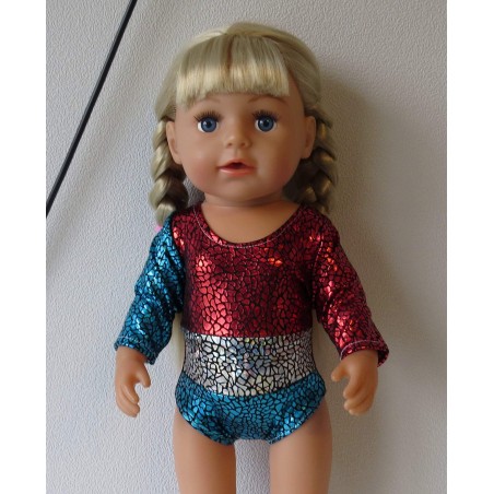 turnpakje rood blauw zilver baby born 43cm