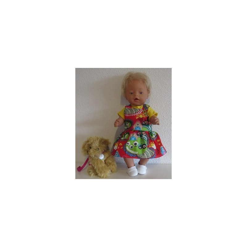tuinrok rood boerderij baby born 43cm