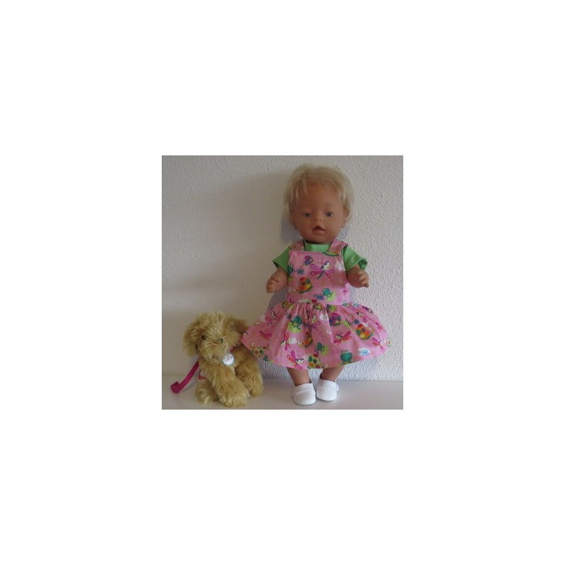 tuinrok roze dieren  baby born 43cm