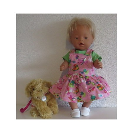 tuinrok roze dieren  baby born 43cm