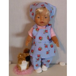 tuinrok setje blauw roosjes baby born 43cm