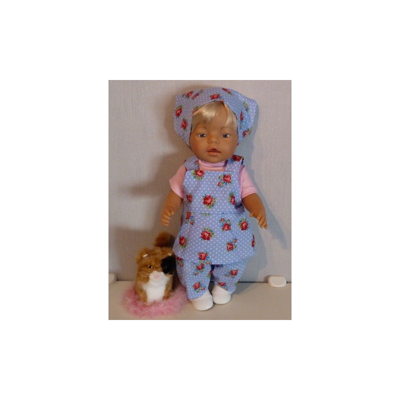tuinrok setje blauw roosjes baby born 43cm