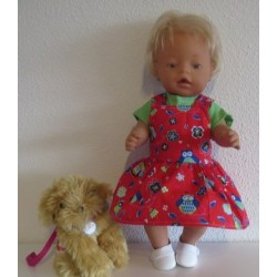 tuinrok rood uilen baby born 43cm