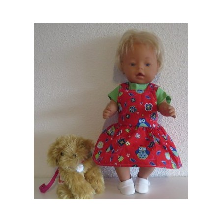tuinrok rood uilen baby born 43cm