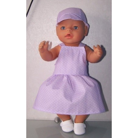 tuinrok lila stippen baby born 43cm