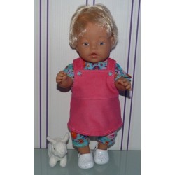 tuinrok met meisje blauw baby born 43cm