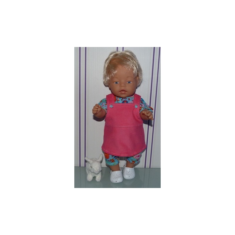 tuinrok met meisje blauw baby born 43cm