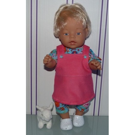 tuinrok met meisje blauw baby born 43cm