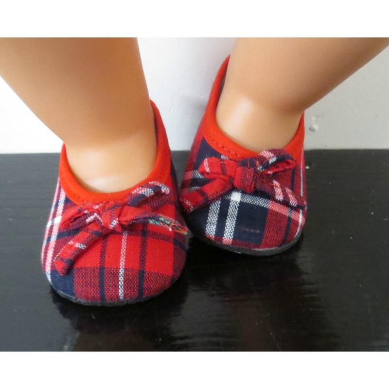 ballerina's rood geruit baby born 43cm