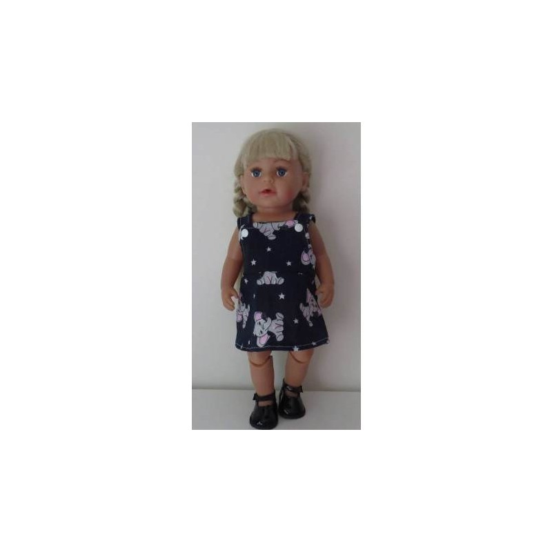 tuinrok donker blauw olifanten baby born 43cm