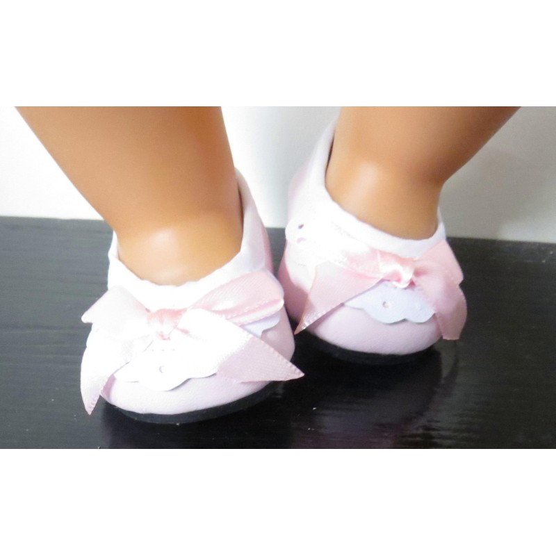 schoentjes roze met wit baby born 43cm